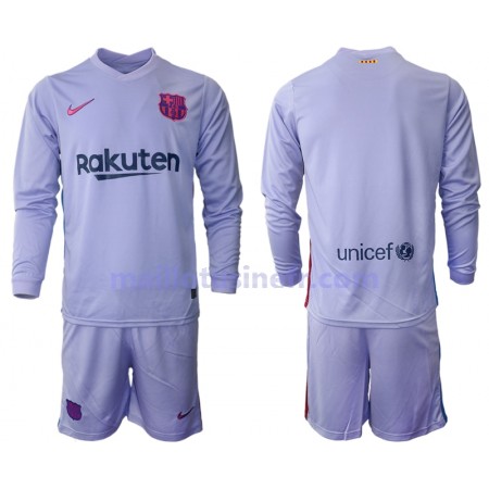 Maillot de Foot FC Barcelone Extérieur 2021-22 Manches Longues - Enfant